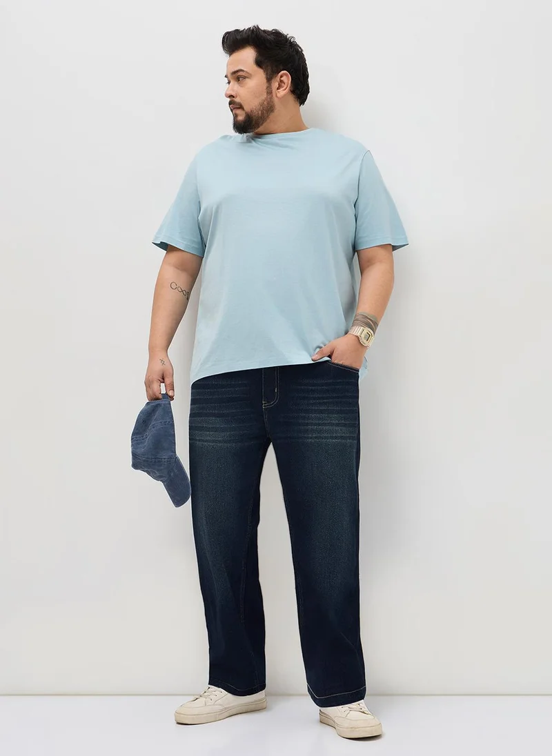 Urbano Fashion  Urbano Plus Men's Dark Blue Regular Fit Heavy Washed Denim Jeans Stretchable for Men | Best Price UAE